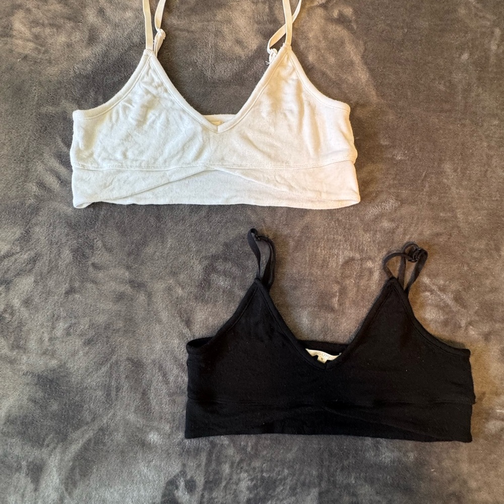 Set of Two Bralette Tops - White and Black
